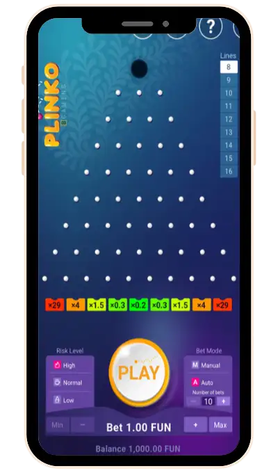 Open the official Plinko game from BGaming